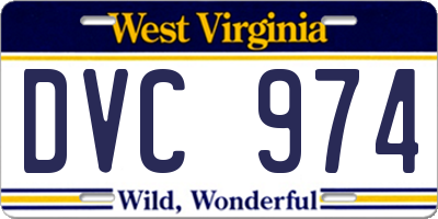 WV license plate DVC974