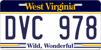 WV license plate DVC978