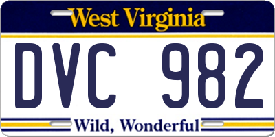 WV license plate DVC982