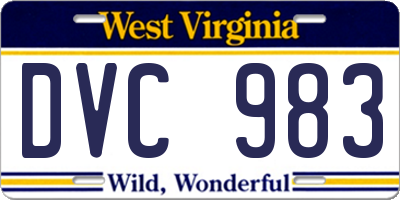 WV license plate DVC983
