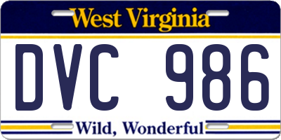 WV license plate DVC986
