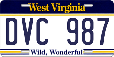 WV license plate DVC987