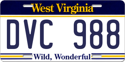 WV license plate DVC988