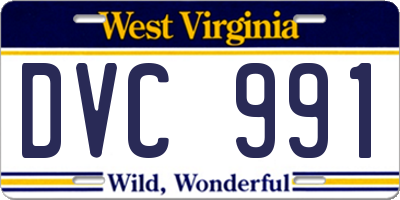 WV license plate DVC991