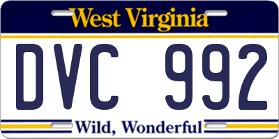 WV license plate DVC992