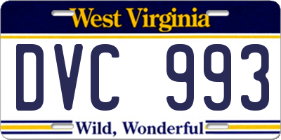 WV license plate DVC993