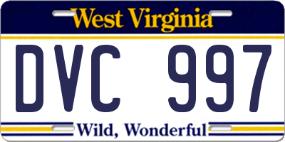 WV license plate DVC997