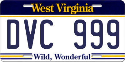 WV license plate DVC999