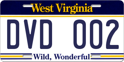 WV license plate DVD002