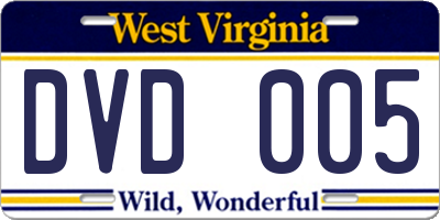 WV license plate DVD005