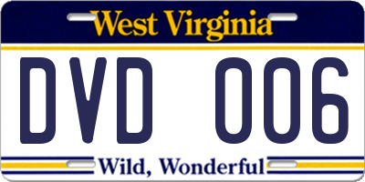WV license plate DVD006