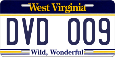 WV license plate DVD009
