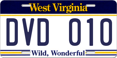 WV license plate DVD010