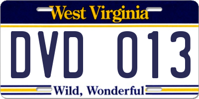 WV license plate DVD013