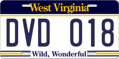 WV license plate DVD018