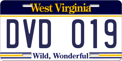 WV license plate DVD019