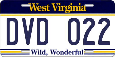 WV license plate DVD022