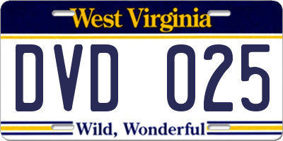 WV license plate DVD025