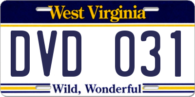 WV license plate DVD031