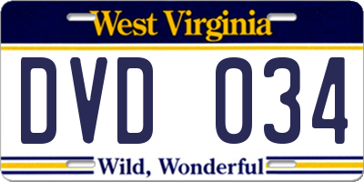 WV license plate DVD034