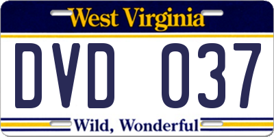 WV license plate DVD037