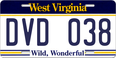 WV license plate DVD038