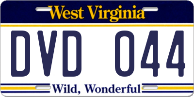 WV license plate DVD044