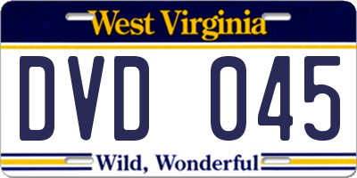 WV license plate DVD045