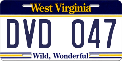 WV license plate DVD047