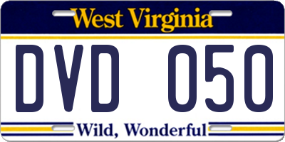 WV license plate DVD050
