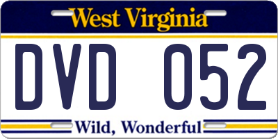 WV license plate DVD052