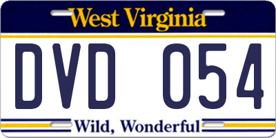 WV license plate DVD054
