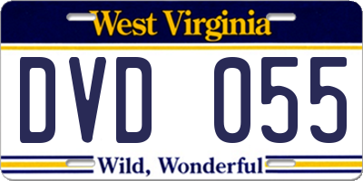 WV license plate DVD055