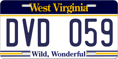 WV license plate DVD059