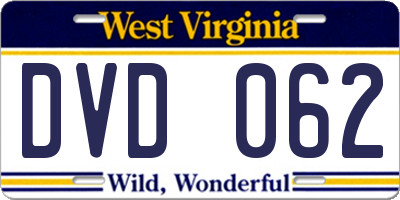 WV license plate DVD062