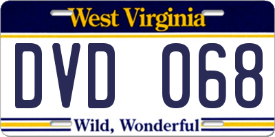 WV license plate DVD068