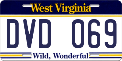 WV license plate DVD069