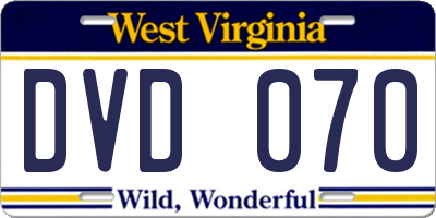 WV license plate DVD070