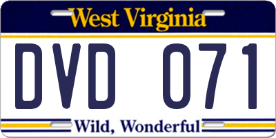 WV license plate DVD071
