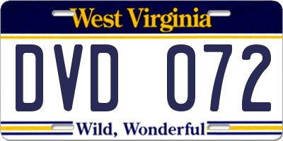 WV license plate DVD072