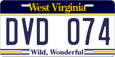 WV license plate DVD074