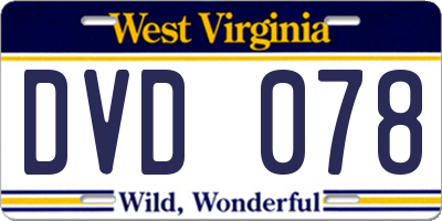 WV license plate DVD078