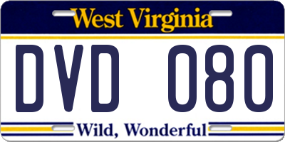 WV license plate DVD080