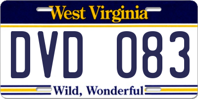 WV license plate DVD083