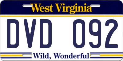 WV license plate DVD092