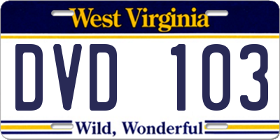 WV license plate DVD103
