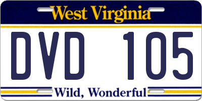 WV license plate DVD105