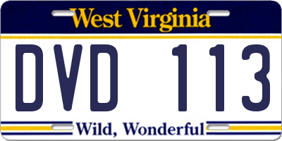 WV license plate DVD113