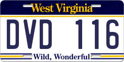WV license plate DVD116