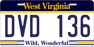 WV license plate DVD136
